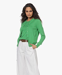 Repeat Cotton Blend Buttoned Cardigan - Green