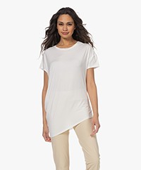 LaSalle Short Sleeve T-shirt with Asymmetrical Hem - Panna