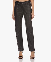 IRO Jalil Lamsleren Straight-fit Broek - Zwart