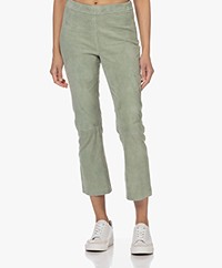 LaSalle Suede  Leather Cropped Pants - Sage