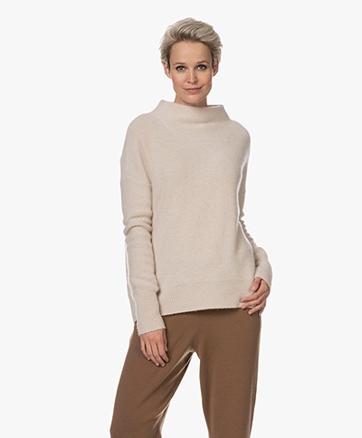 Vince Boiled Cashmere Funnel Neck Sweater - White Sand