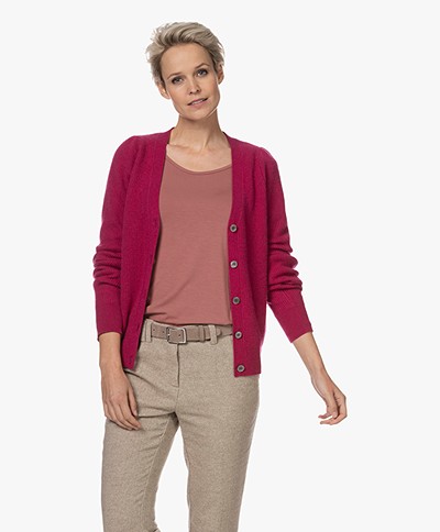Repeat Organic Cashmere V-neck Cardigan - Orchid