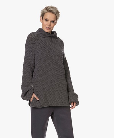Woman by Earn Annet Basket-weave Turtleneck Sweater - Mid Grey 