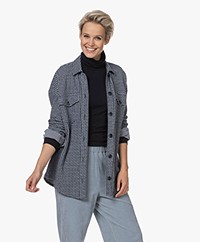Josephine & Co Tonya Jacquard Pied-de-Poule Blouse - Licht Indigo