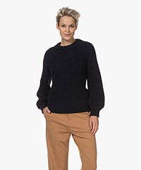 by-bar Loes Rib Knitted Wool Blend Sweater - Midnight