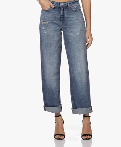 Denham Bardot Wide Straight Fit Jeans - Mid Blue