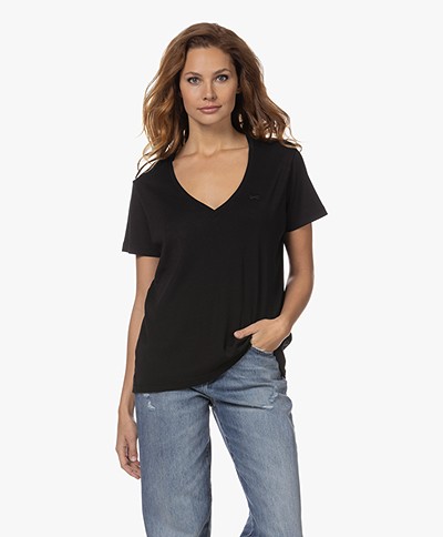 Denham Ramona Cotton V-neck T-shirt - Black