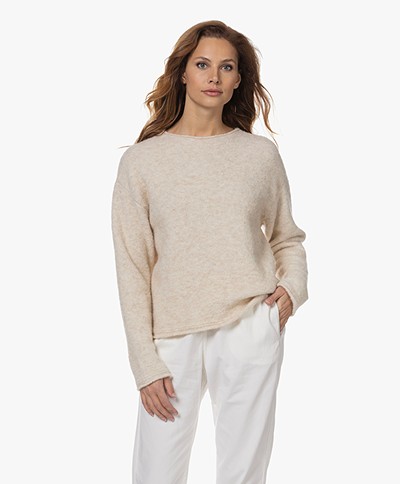 Woman by Earn Macy Wool Blend Boucle Sweater - Ecru Melange