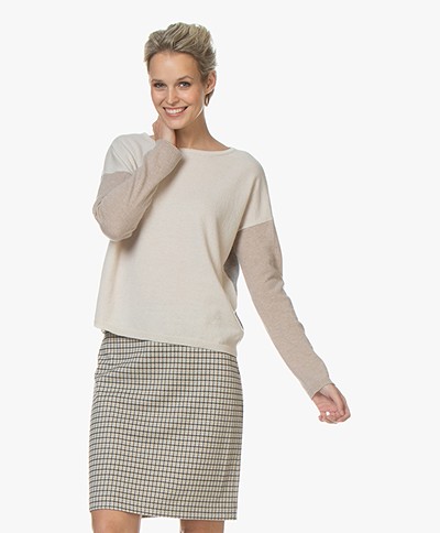 no man’s land Color-block Sweater with Cashmere - Multi Neutral