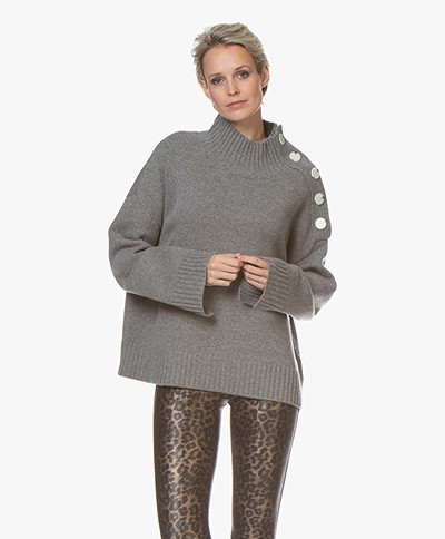 By Malene Birger Kerria Wool Blend Turtleneck Sweater - Medium Grey Melange 