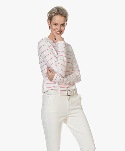 Closed Striped Cotton Long Sleeve - Ivory