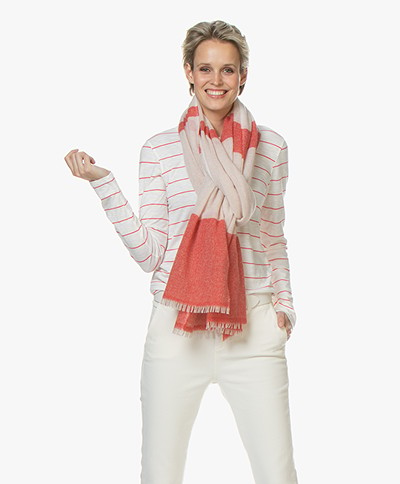 Closed Cashmere Blend Striped Scarf - Peony
