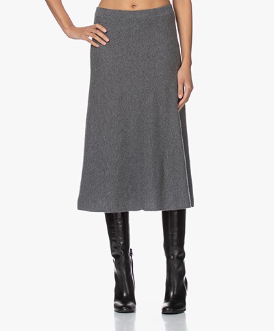 Repeat Knitted Cashmere A-line Skirt - Medium Grey
