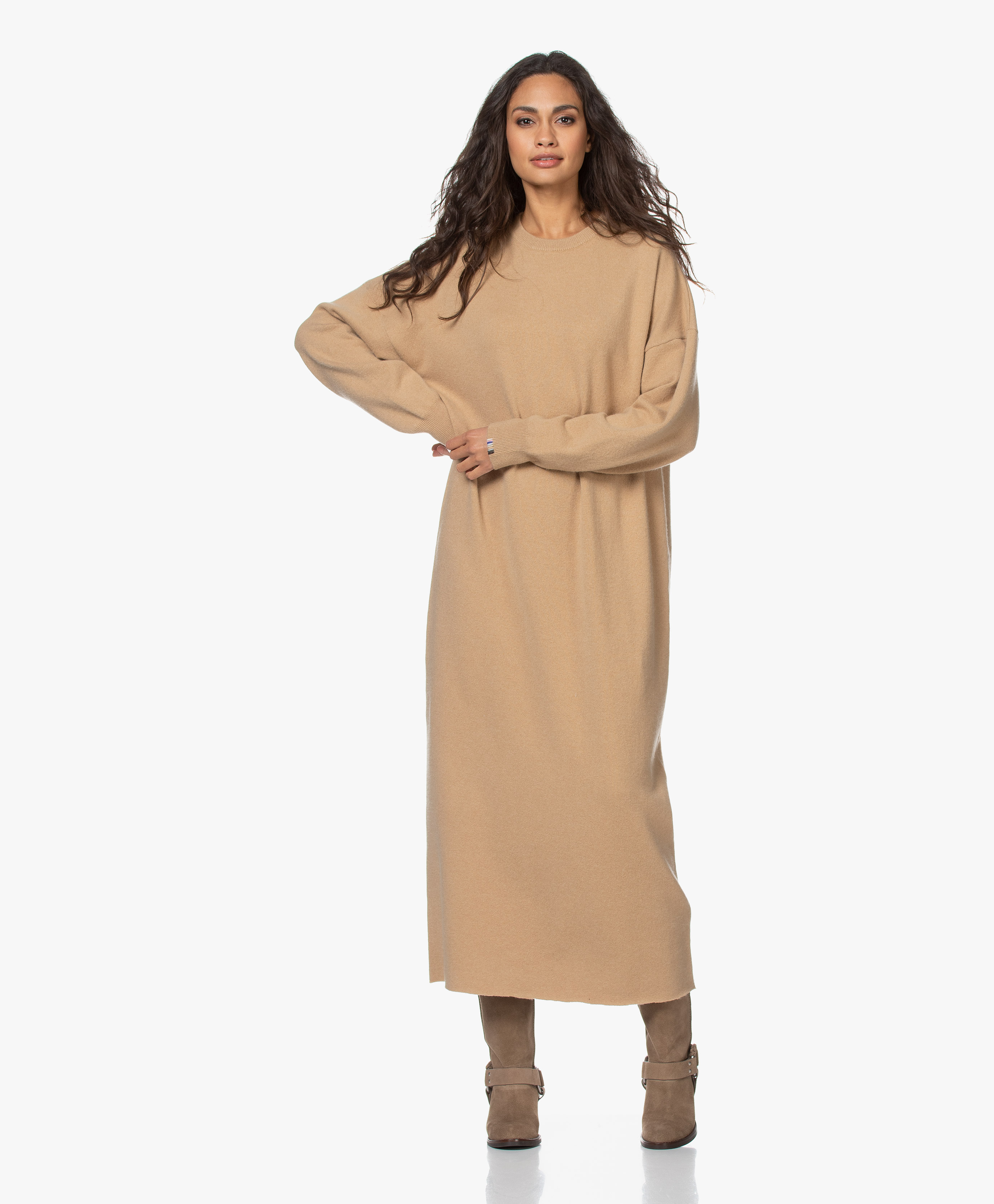 knitted maxi dress long sleeve