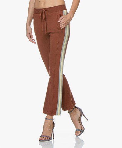Ragdoll LA Knitted Flared Pants with Side Striped - Rust