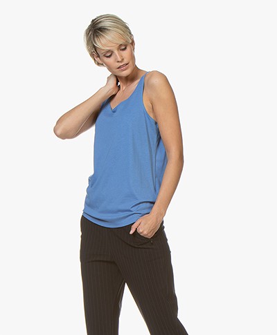 Repeat Lyocell Blend Tank Top - Blue Jeans