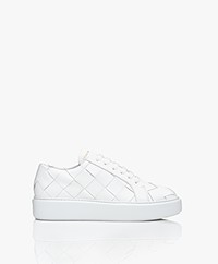 Copenhagen Studios Woven Leather Platform Sneakers - White