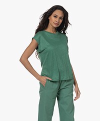 by-bar Thelma Linen Muscle T-shirt - Spring Green