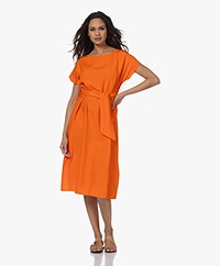 LaSalle Viscose-Linen Short Sleeve Dress - Orange
