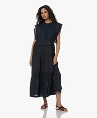 by-bar Xena Embroidered Voile Tiered Dress - Midnight
