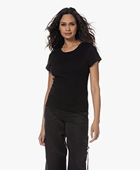 Drykorn Koale Ribbed Short Sleeve T-shirt - Black
