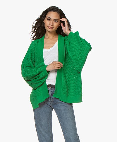 I Love Mr Mittens Short Lace Cardigan with Balloon Sleeves - Greenery
