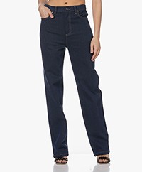 ROTATE Stretch Denim Straight Jeans - Medium Blue Denim