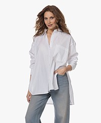 ANINE BING Chrissy Striped Poplin Shirt - White/Taupe