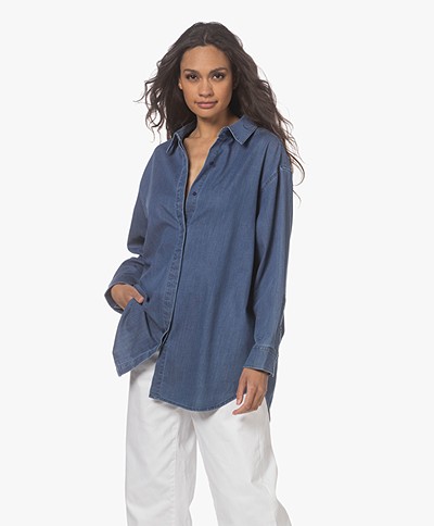 Denham Olivia Oversized Cotton-Tencel Denim Shirt - Blue