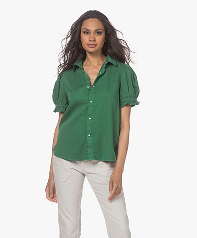 ba&sh Cdanee Short Puff Sleeve Shirt - Green