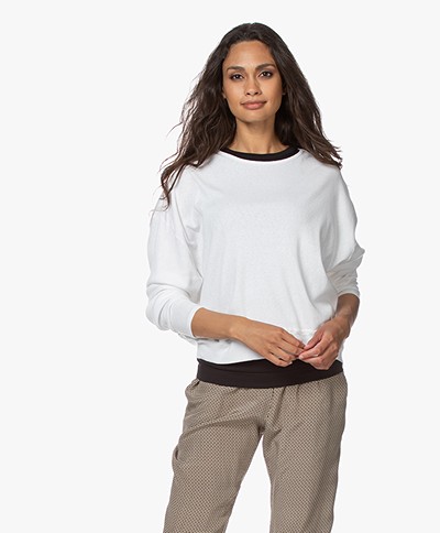 American Vintage Ixikiss Rib Cotton Sweatshirt - White