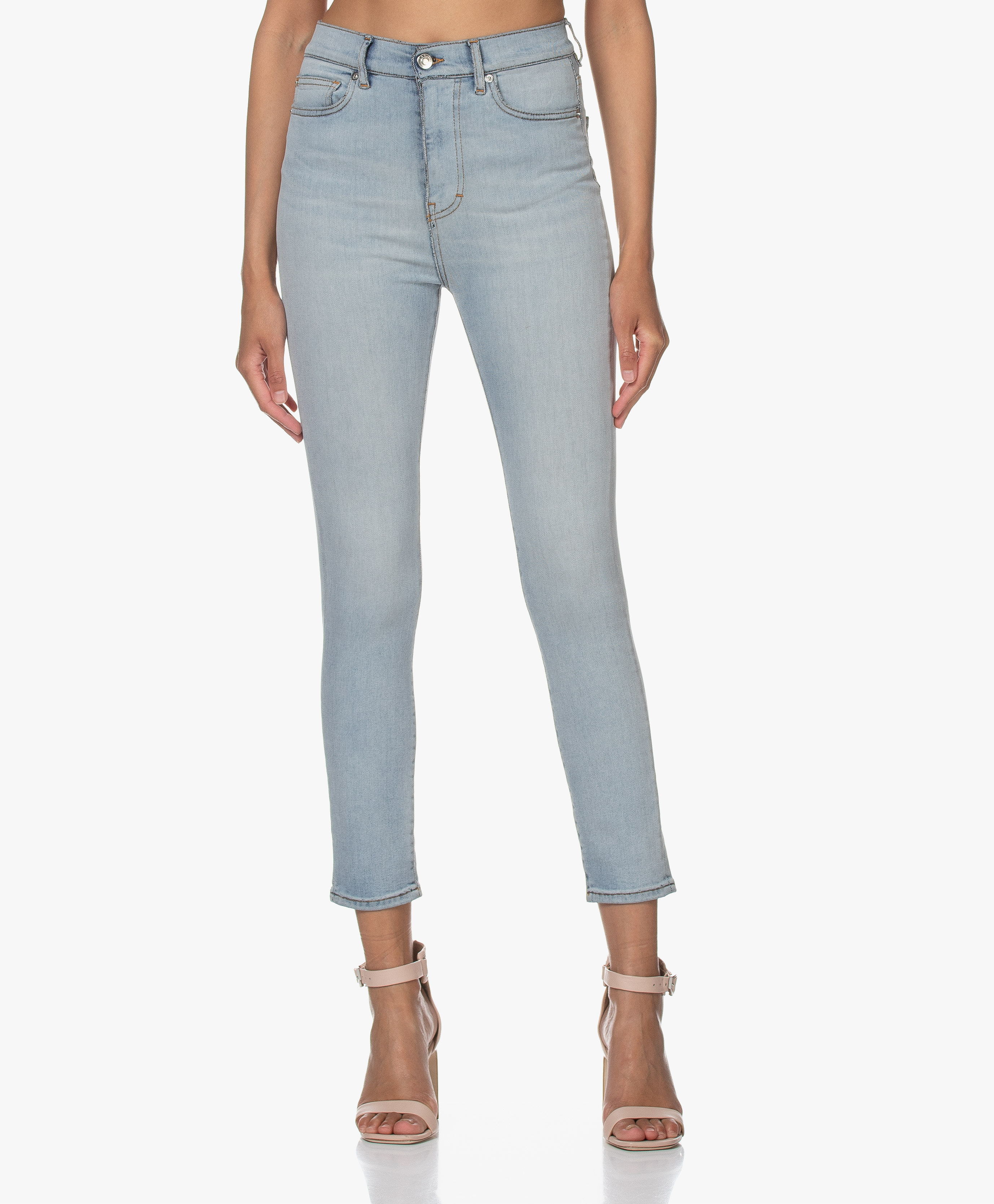 blue high rise skinny jeans