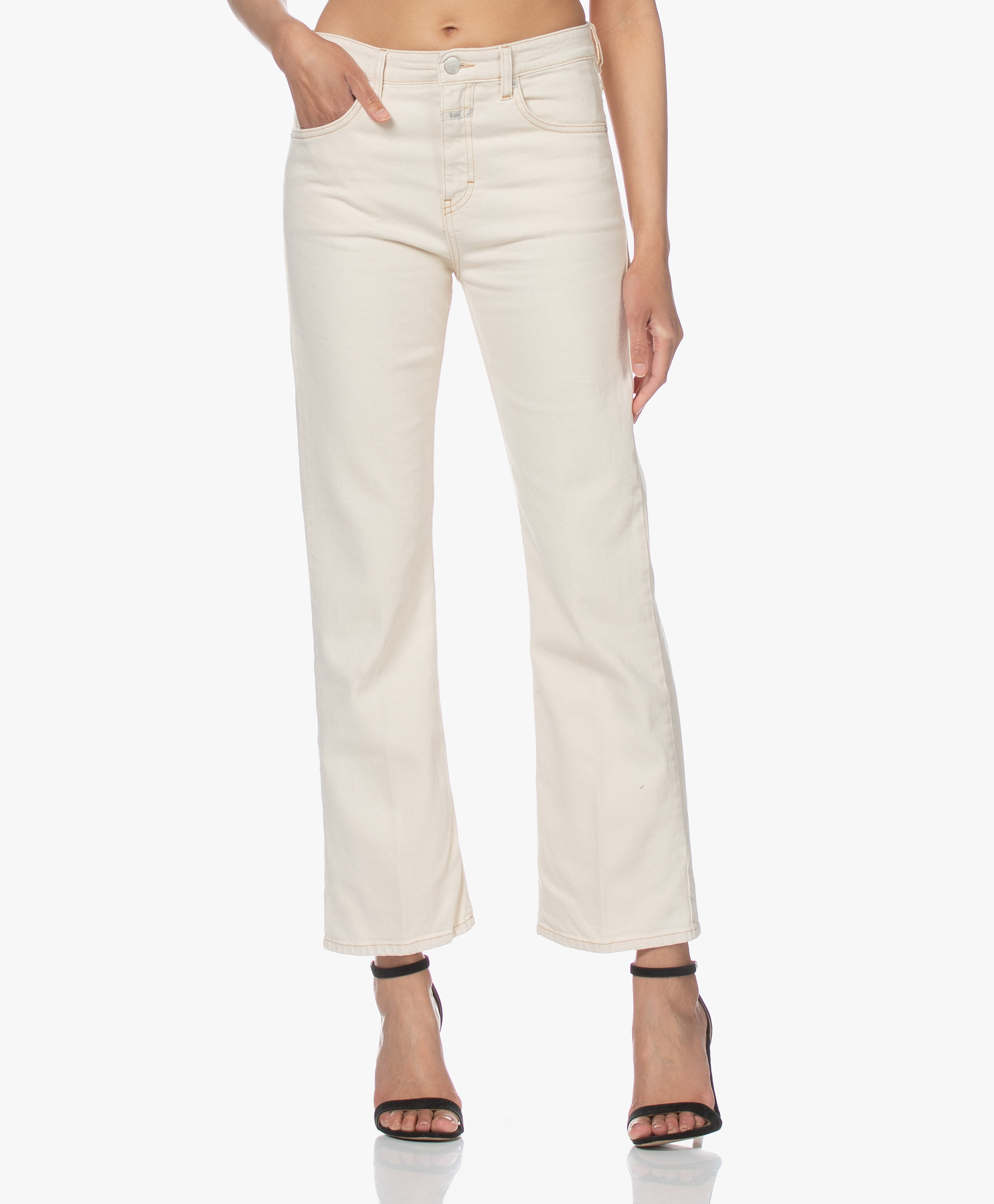 cropped cream jeans