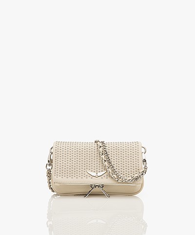 Zadig & Voltaire Rock Nano Leather Crossbody Bag with Studs - Flash Beige