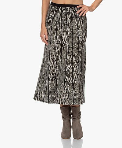 LaSalle Knitted A-line Midi Jacquard Skirt - Zebra