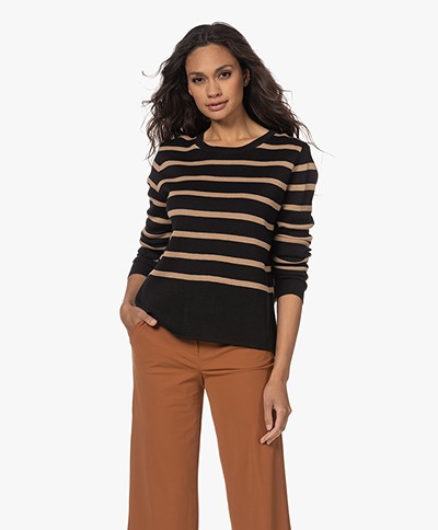 Sibin/Linnebjerg Eloise Milano Striped Sweater - Black/Camel