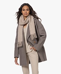 Closed Fine Knitted Wool Scarf - Tan