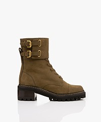 See by Chloé Combat High-top Leather Ankle Boots - Olive