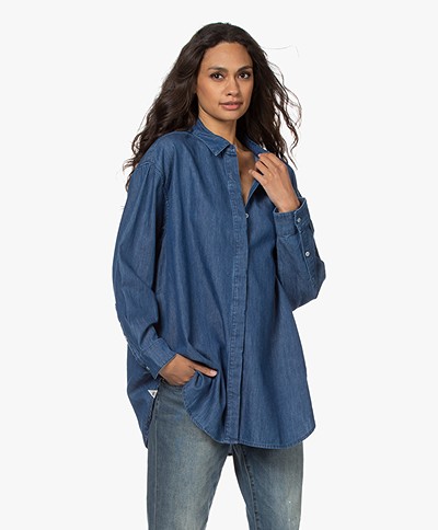 Denham Olivia Oversized Cotton-Lyocell Denim Shirt - Blue