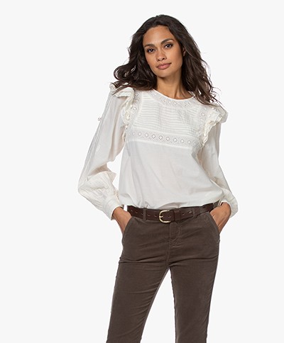 by-bar Demi Embroidered Ruffle  Blouse - Off-white
