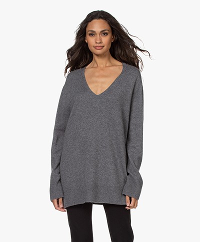 Drykorn Leyani Wool Blend V-neck Sweater - Rainy Day