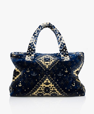 Lalla Marrakech Mini Socco Carpet  Shopper Bag - Blue/Cream 