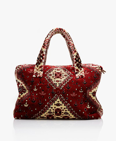 Lalla Marrakech Mini Socco Carpet  Shopper Bag - Red/Cream 