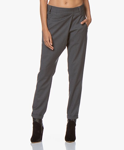 Woman By Earn Earn Tapered Wool Blend Pants - Dark Grey