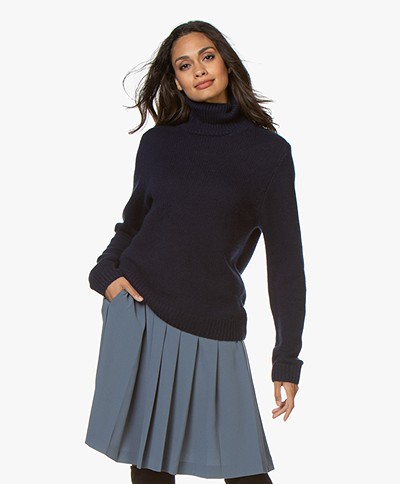 ba&sh Lace Cashmere Turtleneck Sweater - Dark Blue
