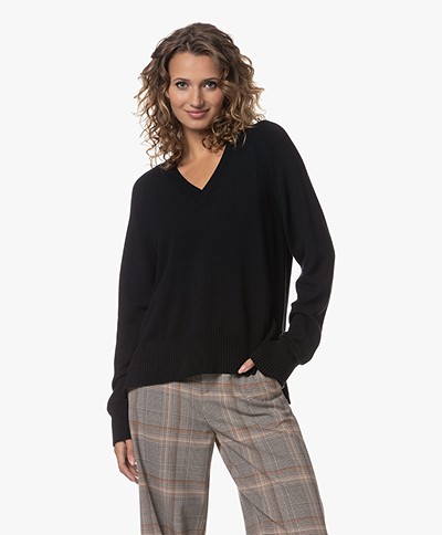 Woman by Earn Anna Modal Blend Knit V-neck Sweater - Black