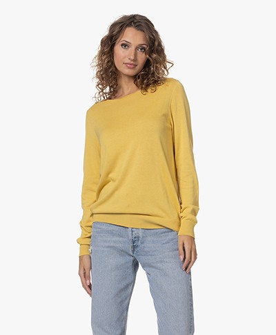 Repeat Cotton Blend Boat Neck Sweater - Yellow