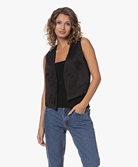 DIEGA Gamao Viscose Gilet met Koordborduur - Zwart