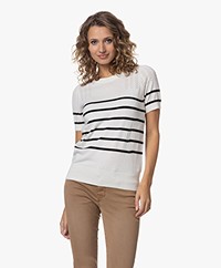 Plein Publique La Zoe Striped Short Sleeve Sweater - Ivory/Black