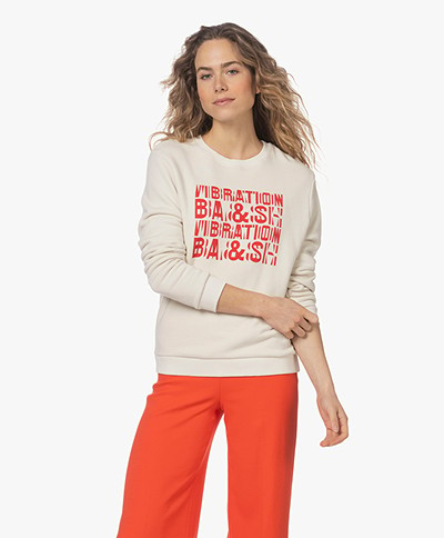 ba&sh Elio Cotton Sweatshirt with Print - Ecru